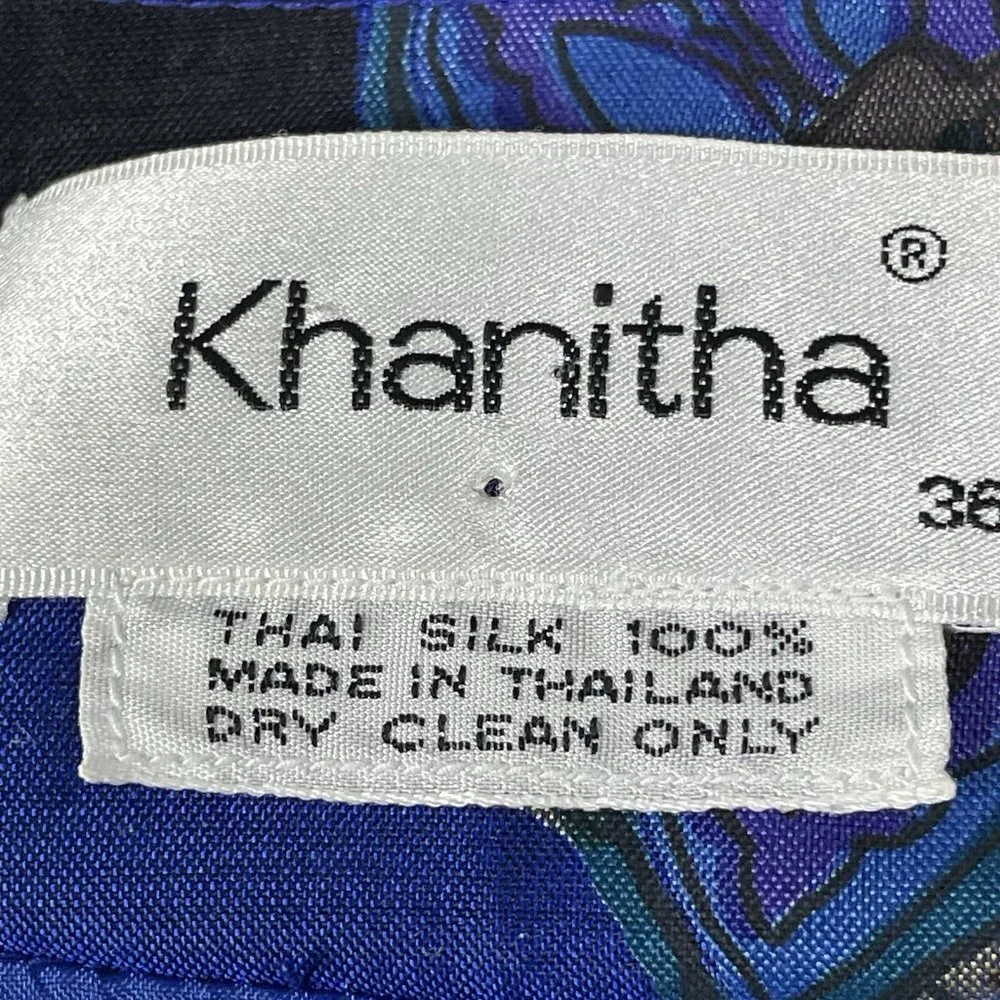 VTG Khanitha Floral 100% Thai Silk Lightweight Padded Blazer Size 36 US Small S